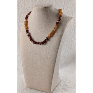 Carnelian & Red Jasper Chip Stone Necklace Adjustable Boho Natural Gemstones‎